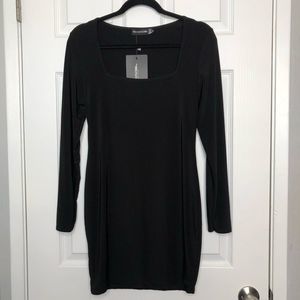 PrettyLittleThing Square Neck Bodycon Dress BLK 12